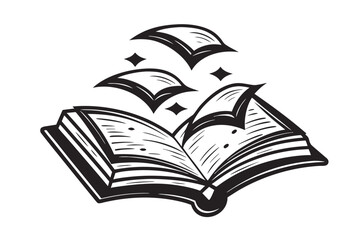 Magic Book With Sparkling Light Effects Isolated On White Background Design