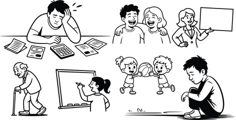 Mental Health Wellness Illustration Stress Happiness Aging Education and Childhood Joy