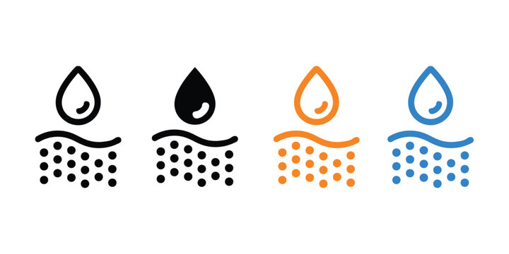 Water absorbent vector. skin hydration with these icons showing moisture absorption symbol. vector illustration.