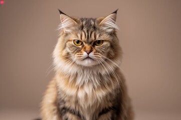 Obraz premium A plush feline is perched, showing a grumpy and upset look