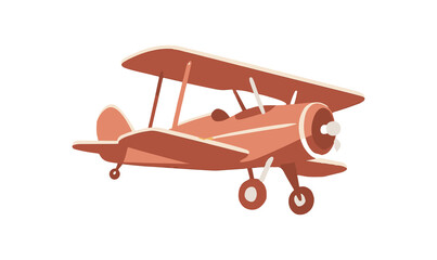 Minimalist Vintage Biplane Over Wheat Field, illustration, vector, wing, isolated, vintage, plane, png plane, ai. vector icon, illustration, vector, wing
