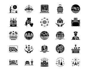 Hotel Services Line Vector Icons