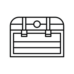 A black and white line drawing of a treasure chest. Editable stroke icon