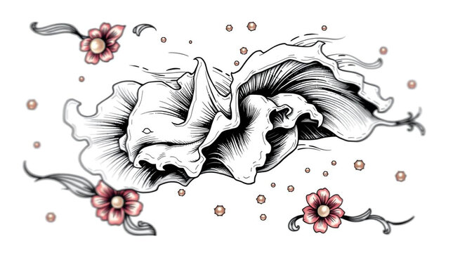 Fototapeta Floral design illustration flower art drawing botanical sketch nature blossom petal plant elegance bloom