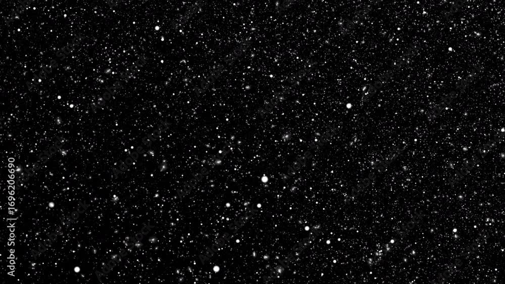 Poster loop animation glow flickering white stars particles flying on black abstract background. animation 