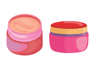 Face cream in a jar or patches. Flat vector clipart, illustration with isolated background.