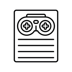 A document displaying a gamepad design with directional pads and controls complemented by horizontal lines. Editable stroke icon