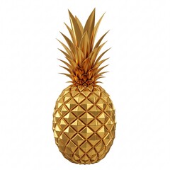 Obraz premium A golden shiny pineapple, isolated on a white