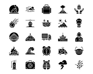 Natural Disaster Line Vector Icons