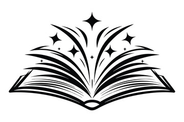 Monochrome Cartoon Book Character with Shoes and a Happy Face on White