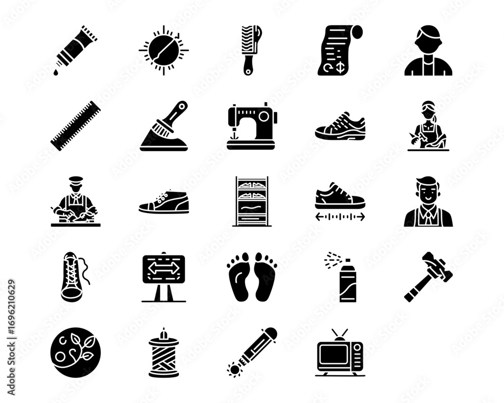Poster shoemaker line vector icons