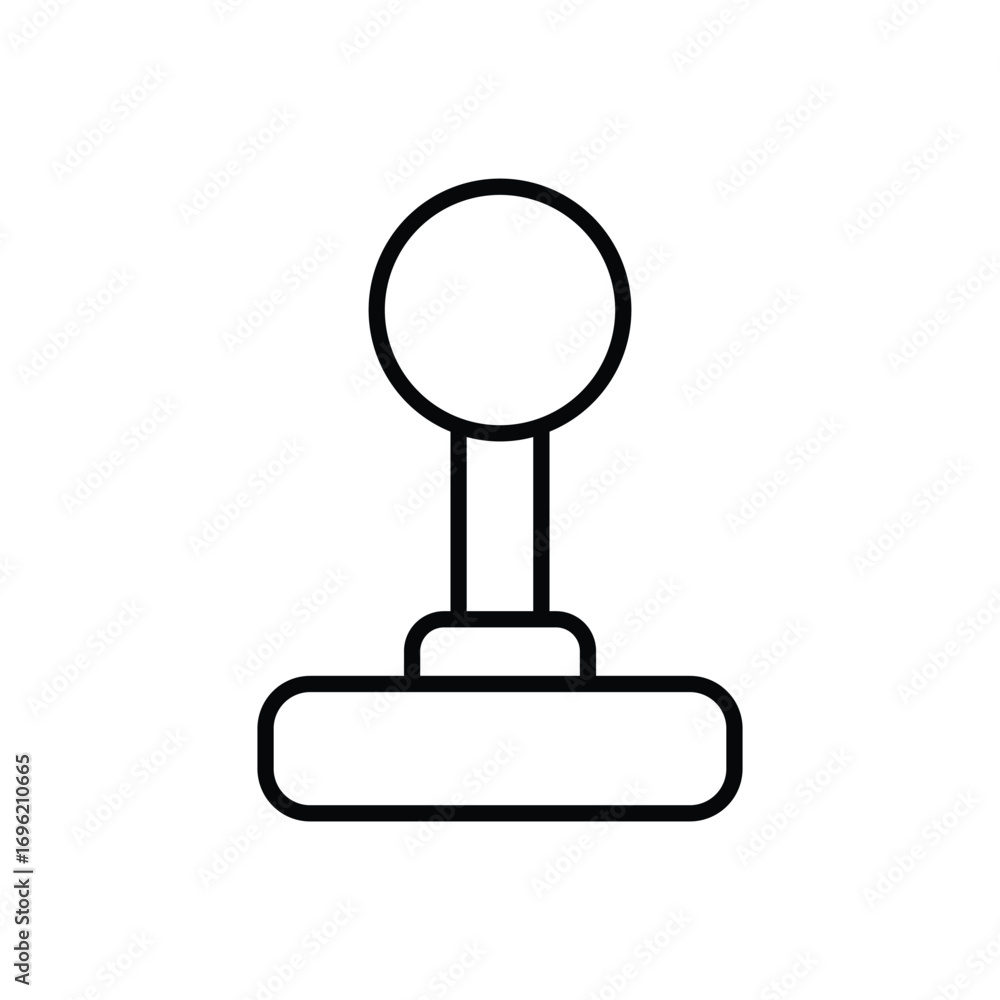 Poster a simplified blacklined icon of a classic arcadestyle joystick with a round knob and rectangular bas