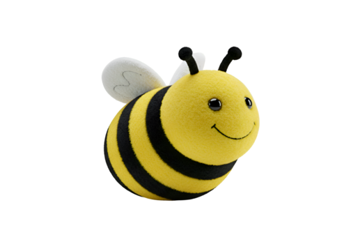 Plush Bumble Bee Toy:  Charming Yellow and Black Bee Decoration on white background