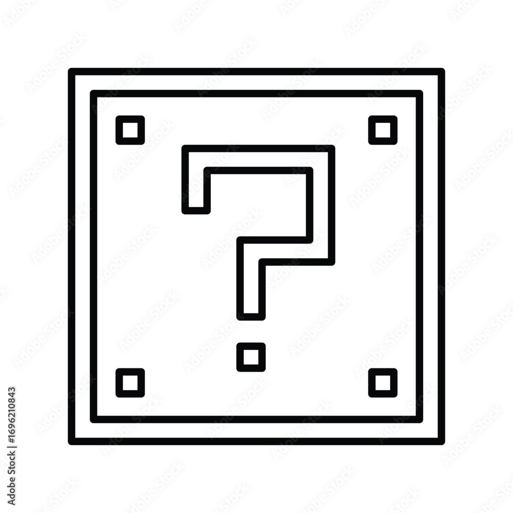 Poster a square box outlined with a question mark and four smaller squares inside. editable stroke icon
