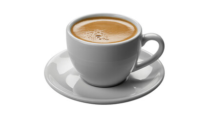 Fototapeta premium Rich espresso coffee in white cup with crema, morning energy boost