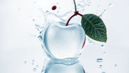 Close-up of a Cherry Falling into Water with Splash Effect