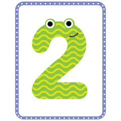 Cartoon Numbers vector for kids 02 Two