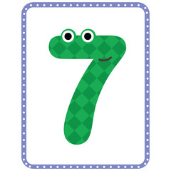 Cartoon Numbers vector for kids 07 Seven