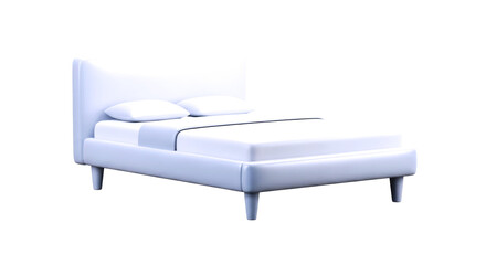 modern minimalist 3d bed model clean lines, simple elegance, perfect rest, isolated on transparent background