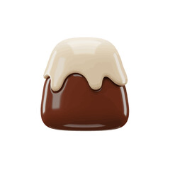 Obraz premium 3D Render of Chocolate Pudding with Vanilla Cream Topping