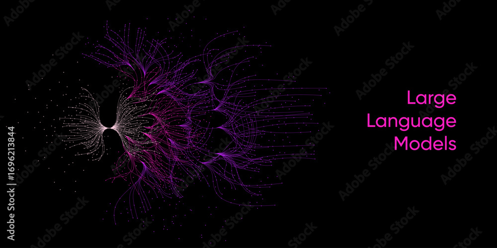 Poster illustration of abstract stream. artificial intelligence. big data, technology, ai, data transfer, d