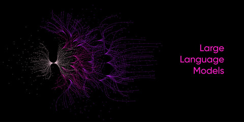 Illustration of abstract stream. Artificial intelligence. Big data, technology, AI, data transfer, data flow, large language model, LLM, generative AI   © Krot_Studio