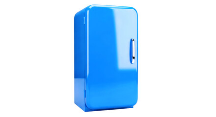 cool blue retro mini fridge perfect for small spaces and stylish kitchens, isolated on transparent background