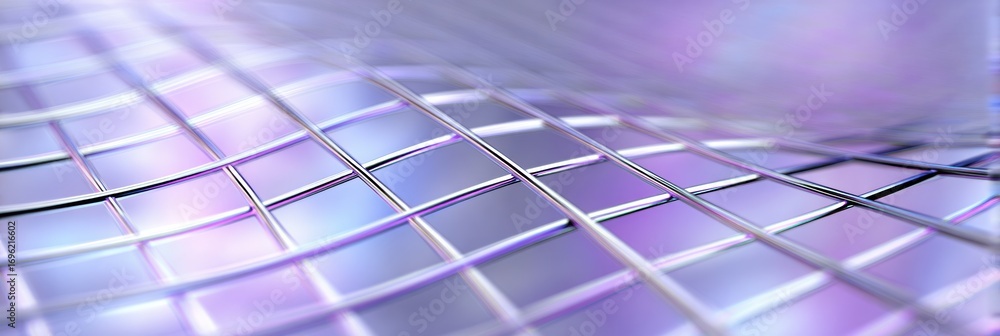 Poster metallic wire mesh structure reflecting purple light in an abstract design creating depth and textur
