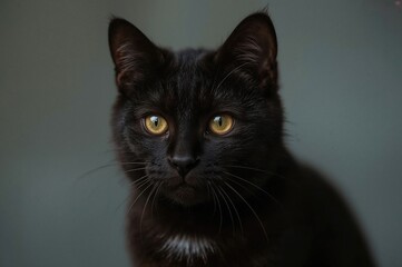 A charming black feline highlighted in a focused photograph.