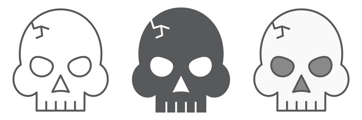 Skull icon, video games and death, horror game sign vector graphics, editable stroke linear icon, eps 10.