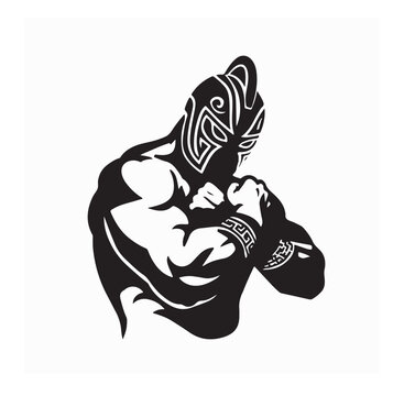 Greco Roman wrestler logo vector illustration on white background