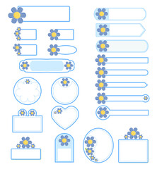 design tag and blue flowers