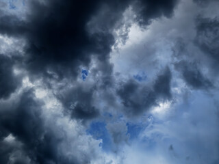 Dramatic dark storm clouds in the sky.