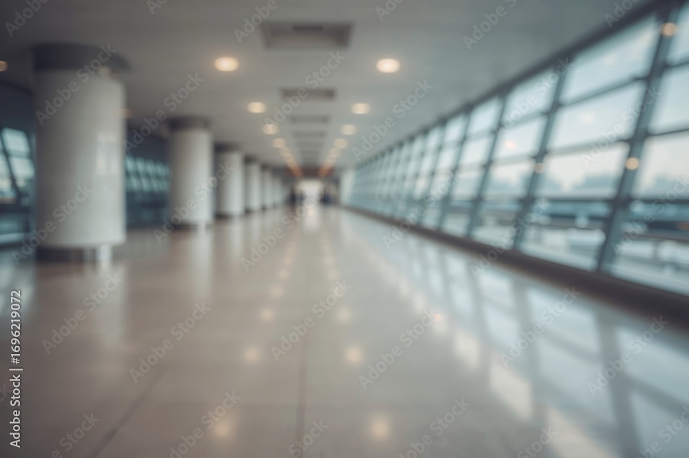 Poster blurred airport corridor image for background usage