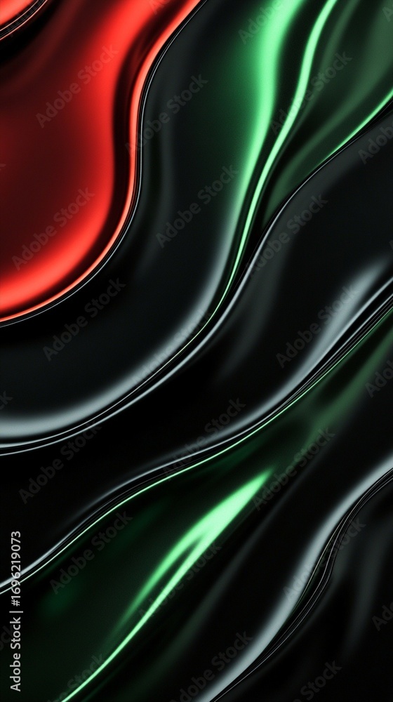 Poster fluid patterns of red, green, and black create a captivating visual experience, perfect for backgrou