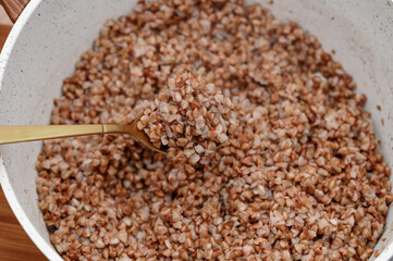 Buckwheat groats cooked loose, traditional Polish dishes, a side dish for dinner