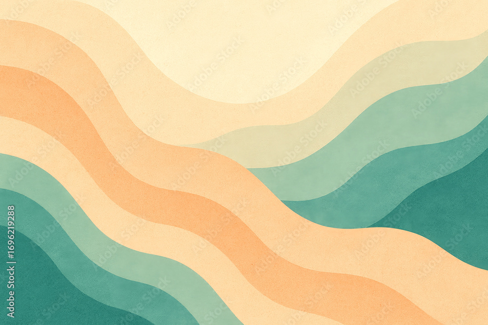 Poster Abstract wavy background with pastel colors and textured effect curves lines