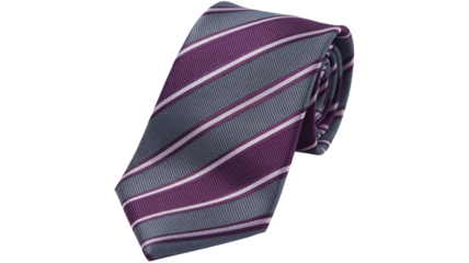Elegant striped tie in deep purple and grey for professional style