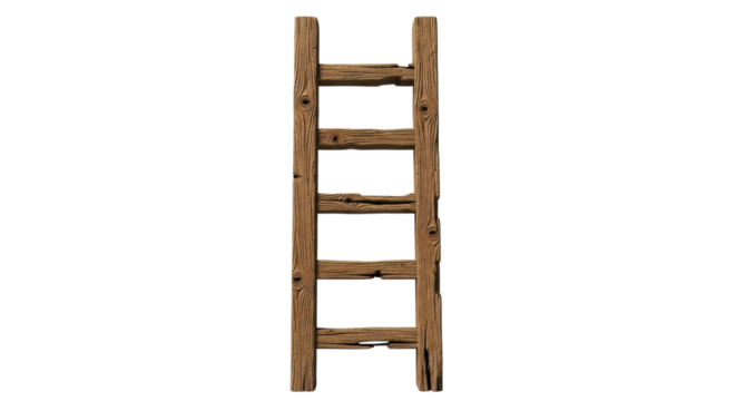 Old wooden ladder with rustic texture isolated PNG with Transparent Background - Powered by Adobe