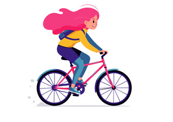 Fototapeta premium girl riding a bike.ai