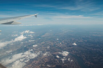 Naklejka premium View of terrain from an airplane window