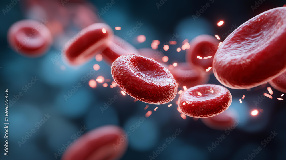 Aufkleber a vivid scene of erythrocytes surging through a heart pumped artery their vibrant red forms pulsing 