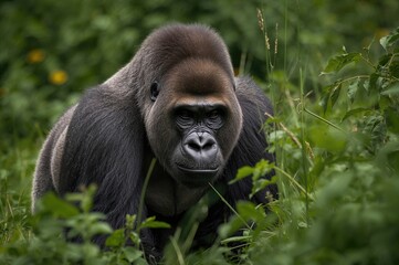 Obraz premium Mature female gorilla of the Gorilla beringei beringei species