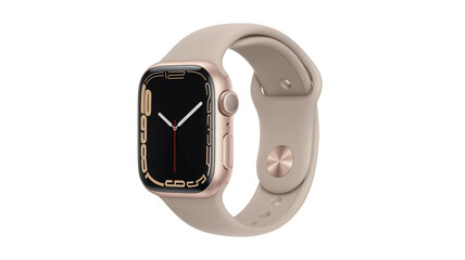 Modern smartwatch with elegant gold casing and beige band for active lifestyle