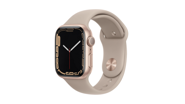 Modern smartwatch with elegant gold casing and beige band for active lifestyle