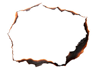 Burnt paper edge frame isolated on transparent background