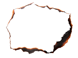 Burnt paper edge frame isolated on transparent background