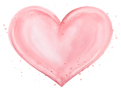 Pink watercolor heart isolated on transparent background