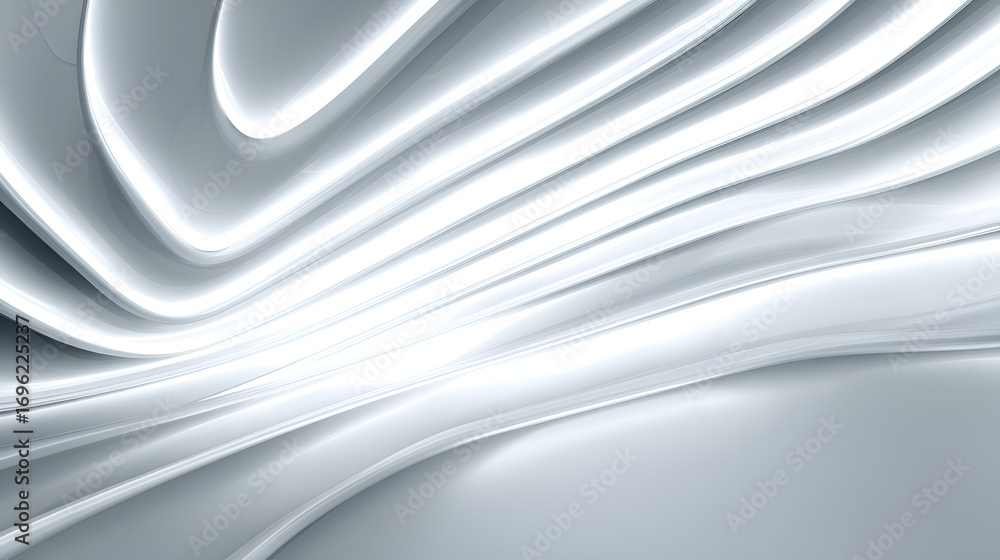 Poster gleaming curving white layers create a modern abstract design with bright highlights and soft shadow