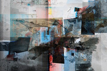 Fototapeta premium Abstract photocopy texture with color double exposure and glitch effects
